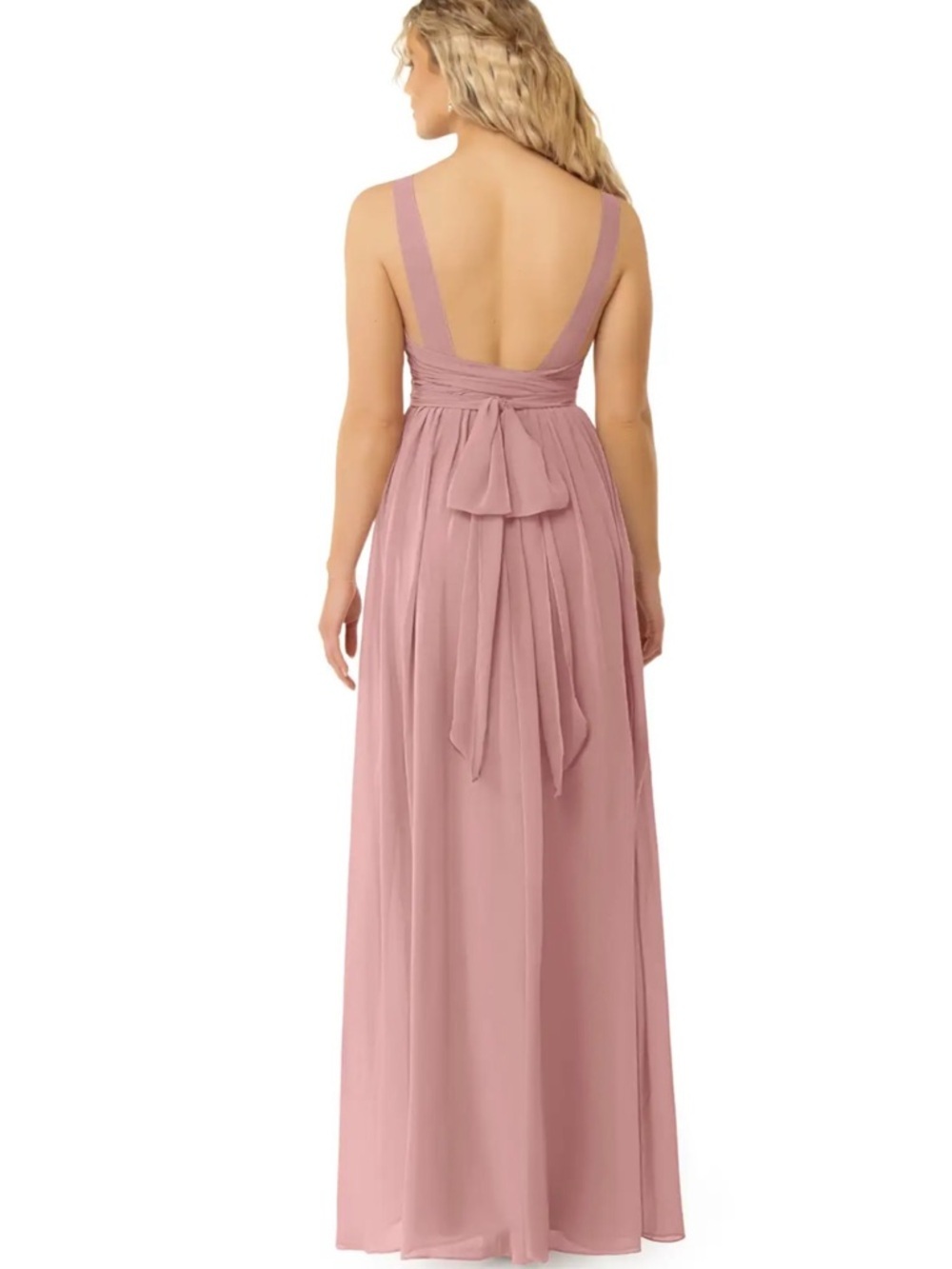 Azazie Kora Dress A6 Dusty Rose Chiffon Bridesmaid A-Line Formal Wedding - Picture 4 of 15